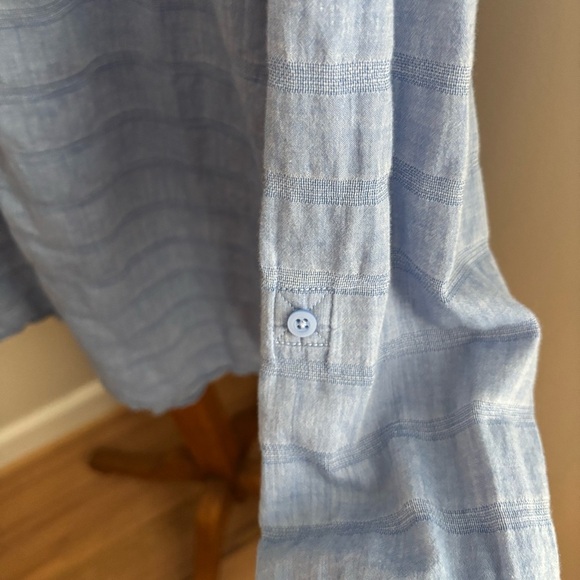 Talbots Large Blue Lightweight Cotton Blouse Coastal Spring - Picture 4 of 6